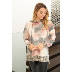 White Birch Tie Dye & Leopard Hoodie